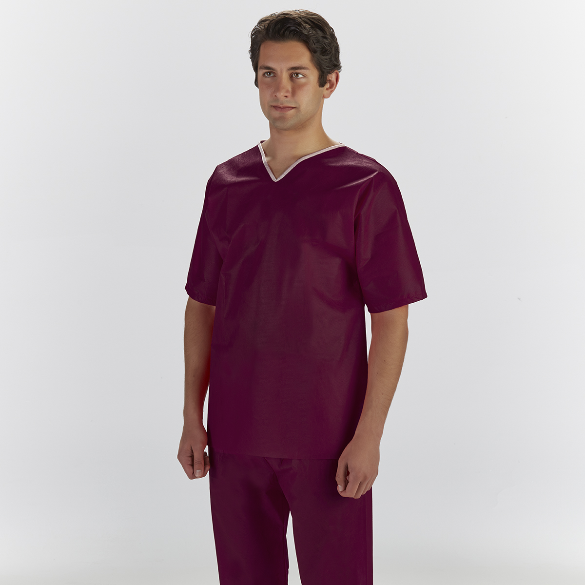 Graham Medical® Maroon Nonwoven Disposable Elastic Scrub Pants and V-Neck Shirt